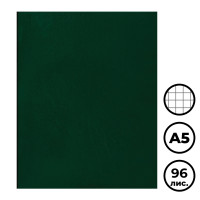 Тетрадь BG, А5, 96 листов, в клетку, на скрепке, бумвинил, зеленый