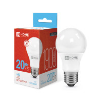 Лампа светодиодная In Home A60-VC, LED, 1900Лм, 20W, E27, 6500K, холодный белый, форма груши