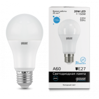 Лампа светодиодная Gauss Elementary LED A60 20W E27 6500K, холодный белый, форма груша