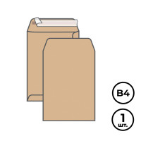 Конверт-пакет вертикальный UltraPac, формат В4 (250*353 мм), крафт, отрывная лента