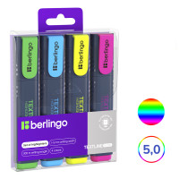 Набор текстмаркеров Berlingo, скошенный наконечник 1-5 мм, 4 цвета