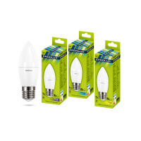 Лампа светодиодная Ergolux LED-C35-9W-E27-4K, 9 Вт, 4500К, холодный белый свет, E27, форма свеча