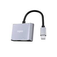 Мультифункциональный адаптер Rapoo XD30, HDMI/VGA, USB-C, серебристый