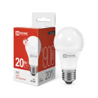 Лампа светодиодная In Home A60-VC, LED, 1900Лм, 20W, E27, 4000K, нейтральный белый, форма груши