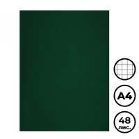 Тетрадь BG, A4, 48 листов, в клетку, на скрепке, бумвинил, зеленый